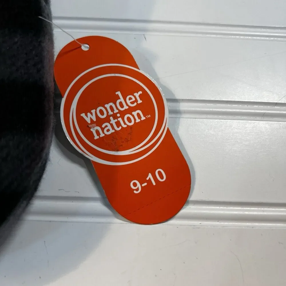 Wonder Nation Size 9-10 Black And Gray Plaid Slippers